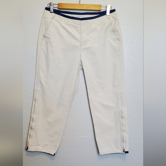 💚5/$25 Express Cream Chino Fit Crop Cotton Casual Pants With Pockets Size 7/8 - Picture 1 of 8
